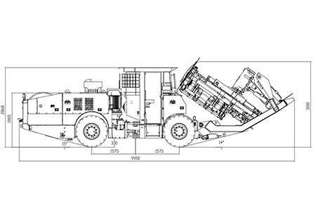 Dimensions Extérieures du Jumbo de Forage – Vue Latérale